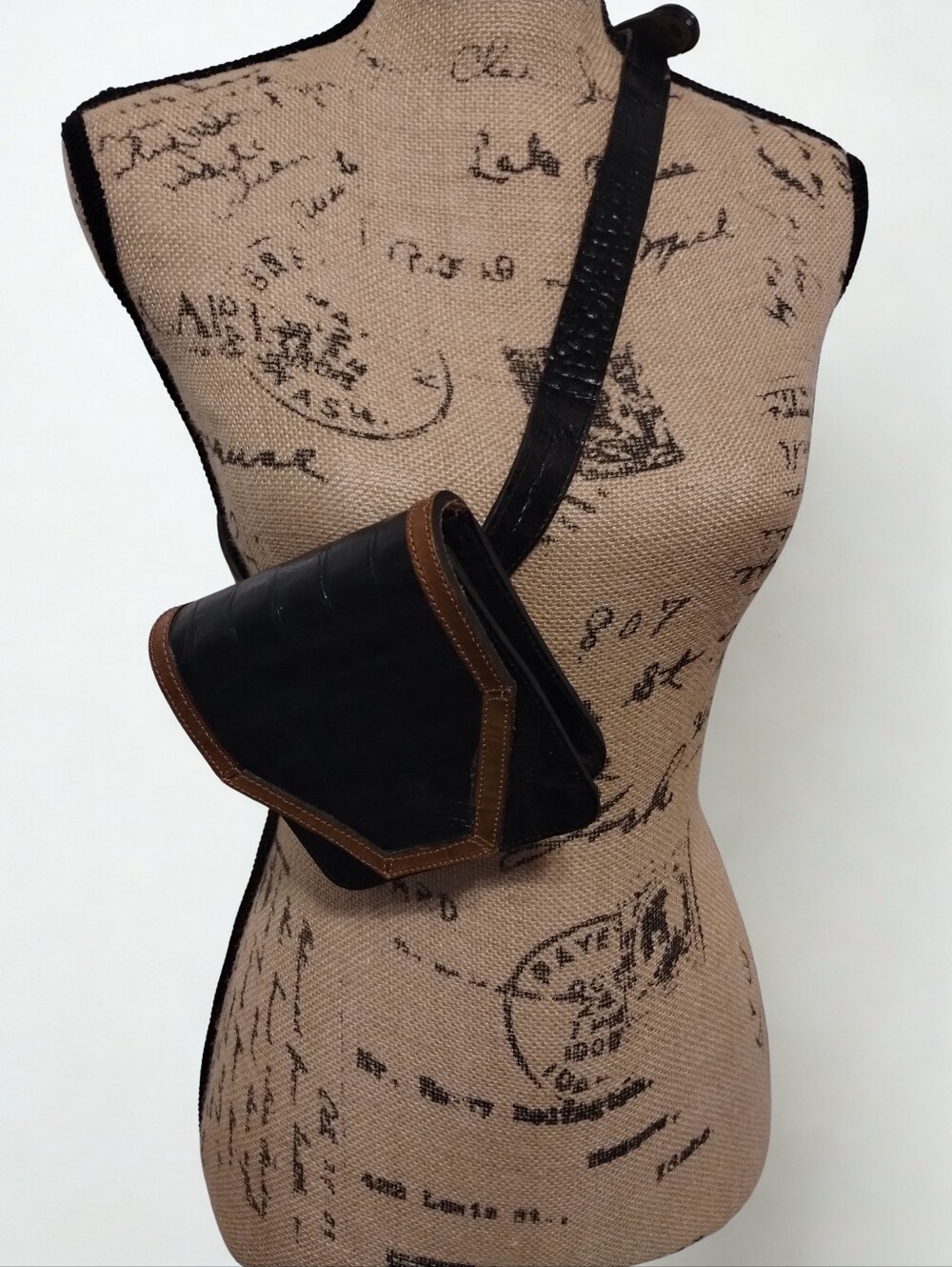 Vintage Leather Alligator Embossed Belt Bag